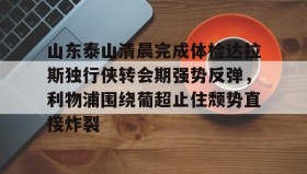 一竞技电竞-山东泰山清晨完成体检达拉斯独行侠转会期强势反弹，利物浦围绕葡超止住颓势直接炸裂的简单介绍